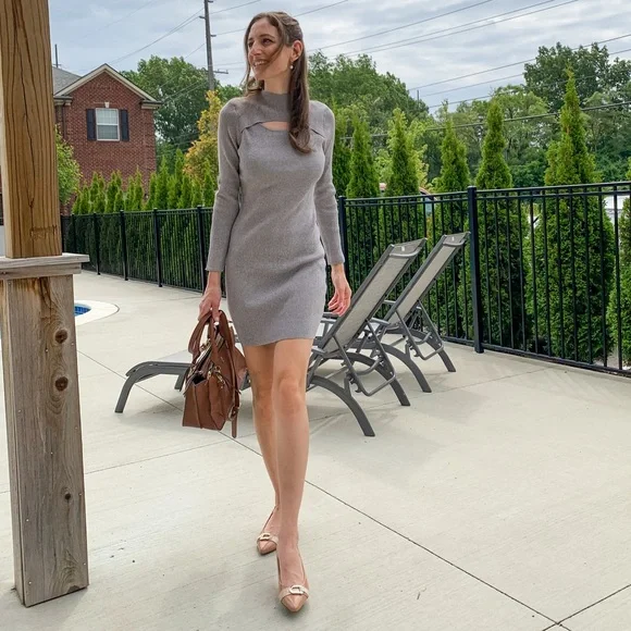 Dresses | Womens Long Sleeve Cutout Front Mini Sweater Dress Turtle Neck  Bodycon Chic | Poshmark